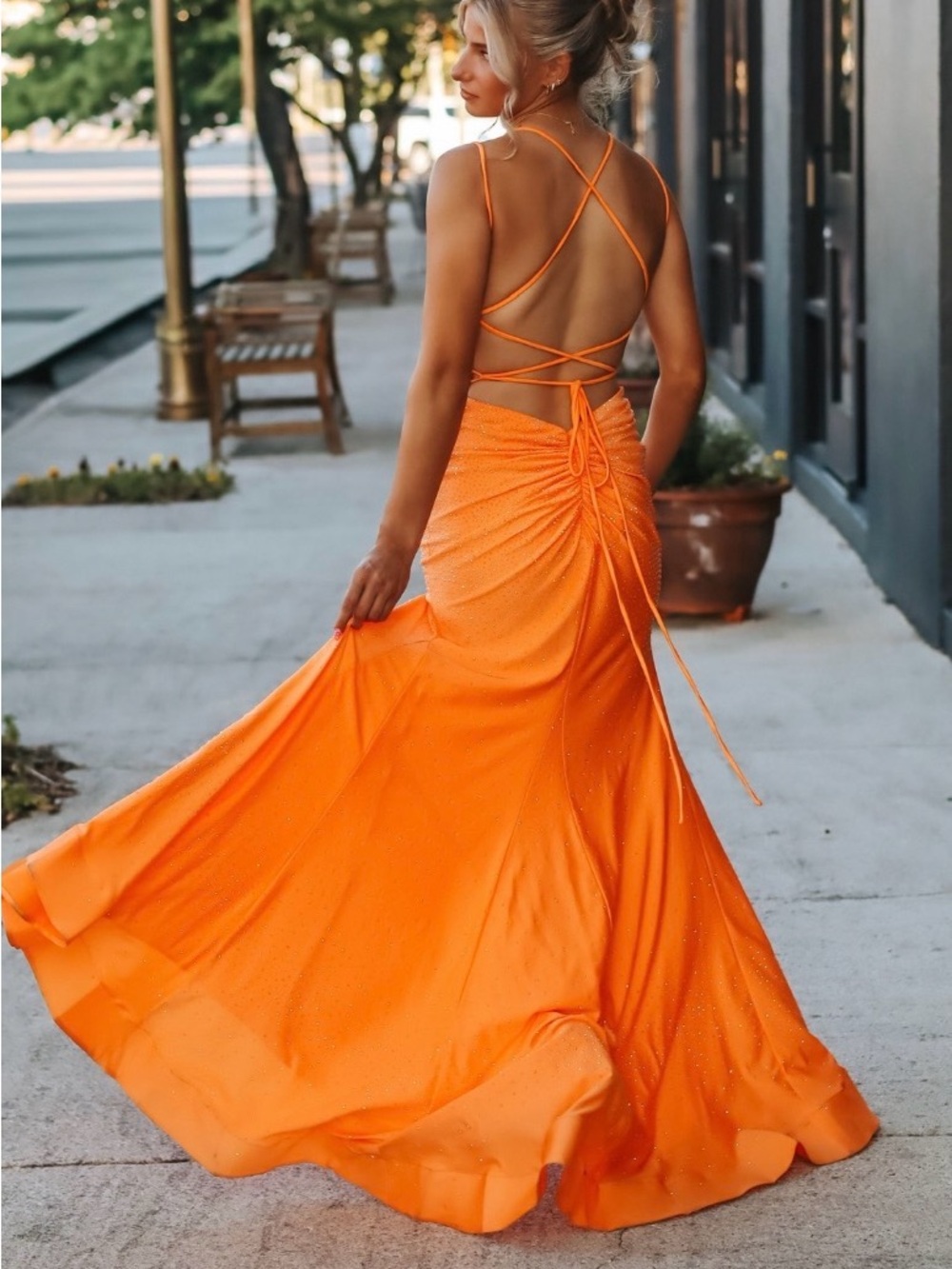 Ava Presley Orange Prom Dress